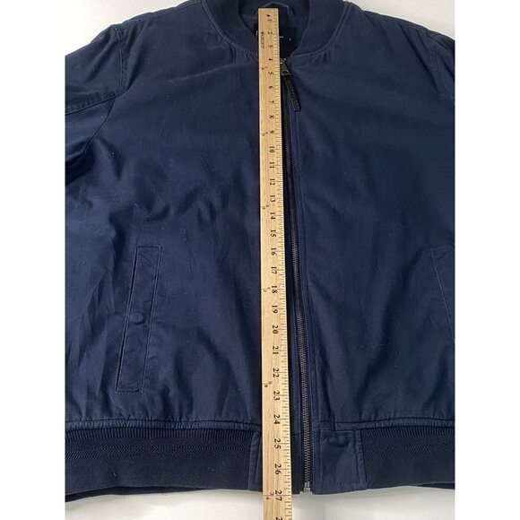 Lucky Brand Cotton Sherpa Lined Bomber Jacket Men’s L Full Zip Navy Blue - Picture 12 of 16